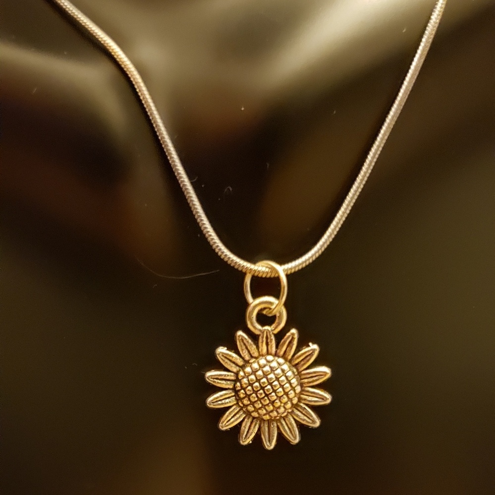 Handmade sunflower charm necklace